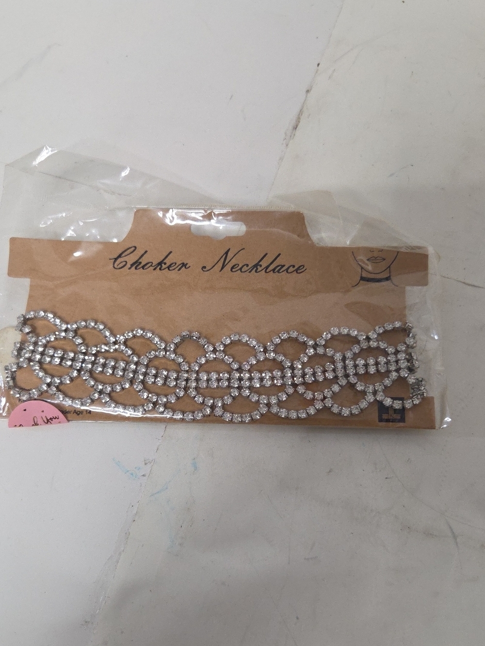 Crystal Chain Link Choker Necklace - Silver